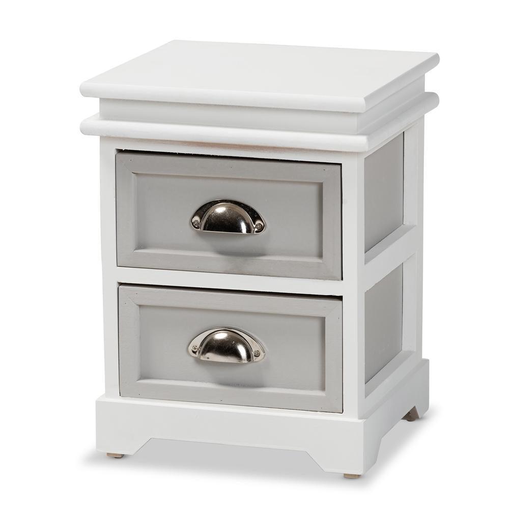 Cachet Modern and Contemporary Two-Tone Grey and White Finished Wood 2-Drawer Nightstand FredCo