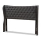 Cadence Modern and Contemporary Dark Grey Fabric Button-Tufted Queen Size Winged Headboard FredCo