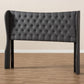 Cadence Modern and Contemporary Dark Grey Fabric Button-Tufted Queen Size Winged Headboard FredCo
