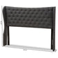 Cadence Modern and Contemporary Dark Grey Fabric Button-Tufted Queen Size Winged Headboard FredCo