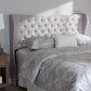 Cadence Modern and Contemporary Greyish Beige Fabric Button-Tufted King Size Winged Headboard FredCo