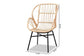 Caelia Modern Bohemian Natural Brown Rattan and Black Metal Chair FredCo