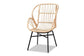 Caelia Modern Bohemian Natural Brown Rattan and Black Metal Chair FredCo