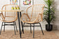 Caelia Modern Bohemian Natural Brown Rattan and Black Metal Chair FredCo