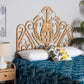 Caelinus Modern Bohemian Natural Brown Rattan Queen Size Standalone Headboard FredCo