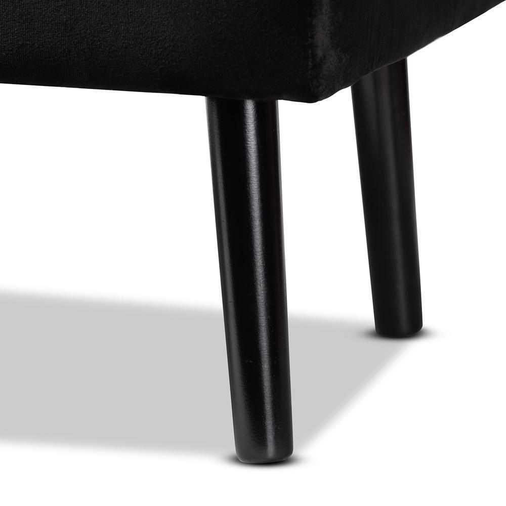 Caine Modern and Contemporary Black Velvet Fabric Upholstered and Dark Brown Finished Wood Storage Bench FredCo