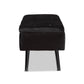 Caine Modern and Contemporary Black Velvet Fabric Upholstered and Dark Brown Finished Wood Storage Bench FredCo