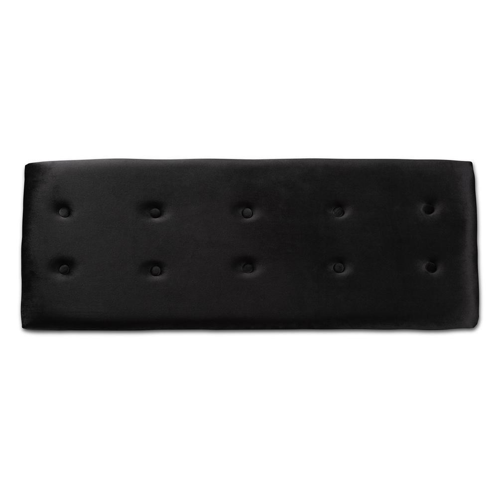 Caine Modern and Contemporary Black Velvet Fabric Upholstered and Dark Brown Finished Wood Storage Bench FredCo