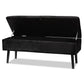 Caine Modern and Contemporary Black Velvet Fabric Upholstered and Dark Brown Finished Wood Storage Bench FredCo