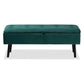 Caine Modern and Contemporary Green Velvet Fabric Upholstered and Dark Brown Finished Wood Storage Bench FredCo
