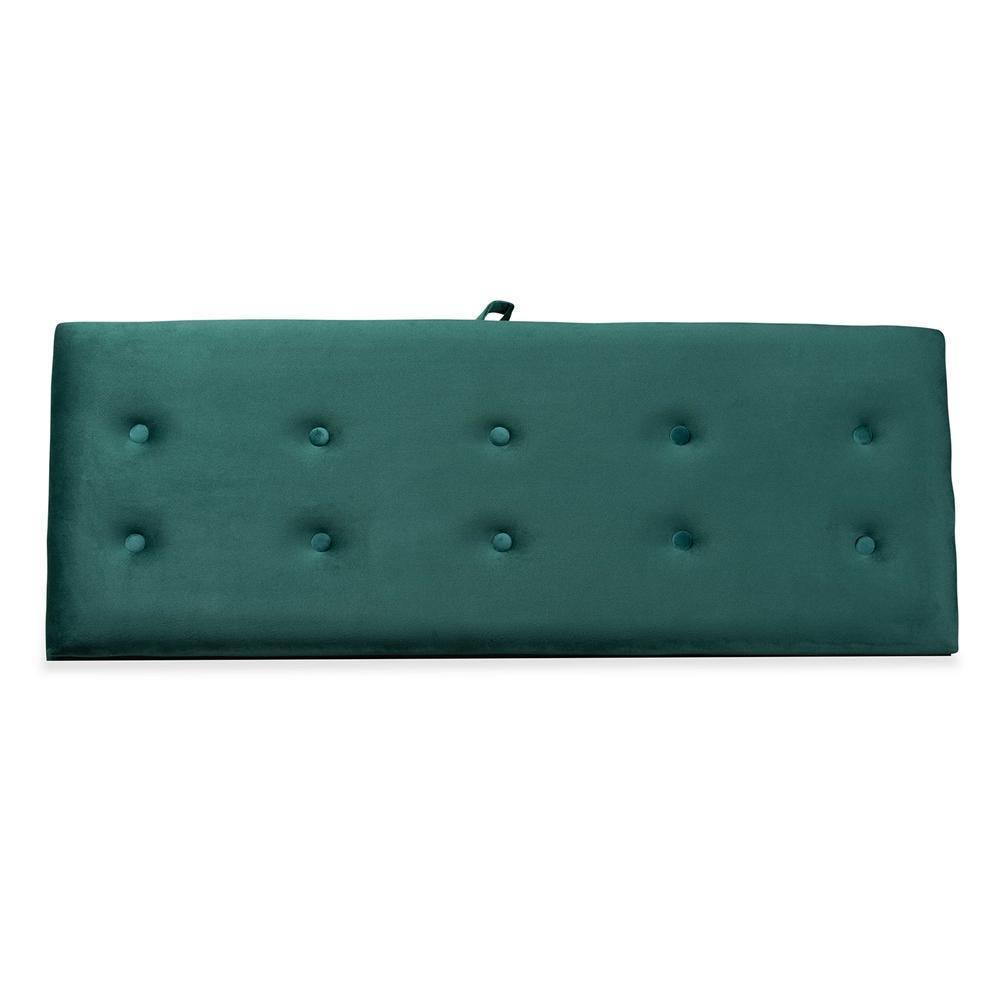Caine Modern and Contemporary Green Velvet Fabric Upholstered and Dark Brown Finished Wood Storage Bench FredCo