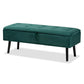Caine Modern and Contemporary Green Velvet Fabric Upholstered and Dark Brown Finished Wood Storage Bench FredCo