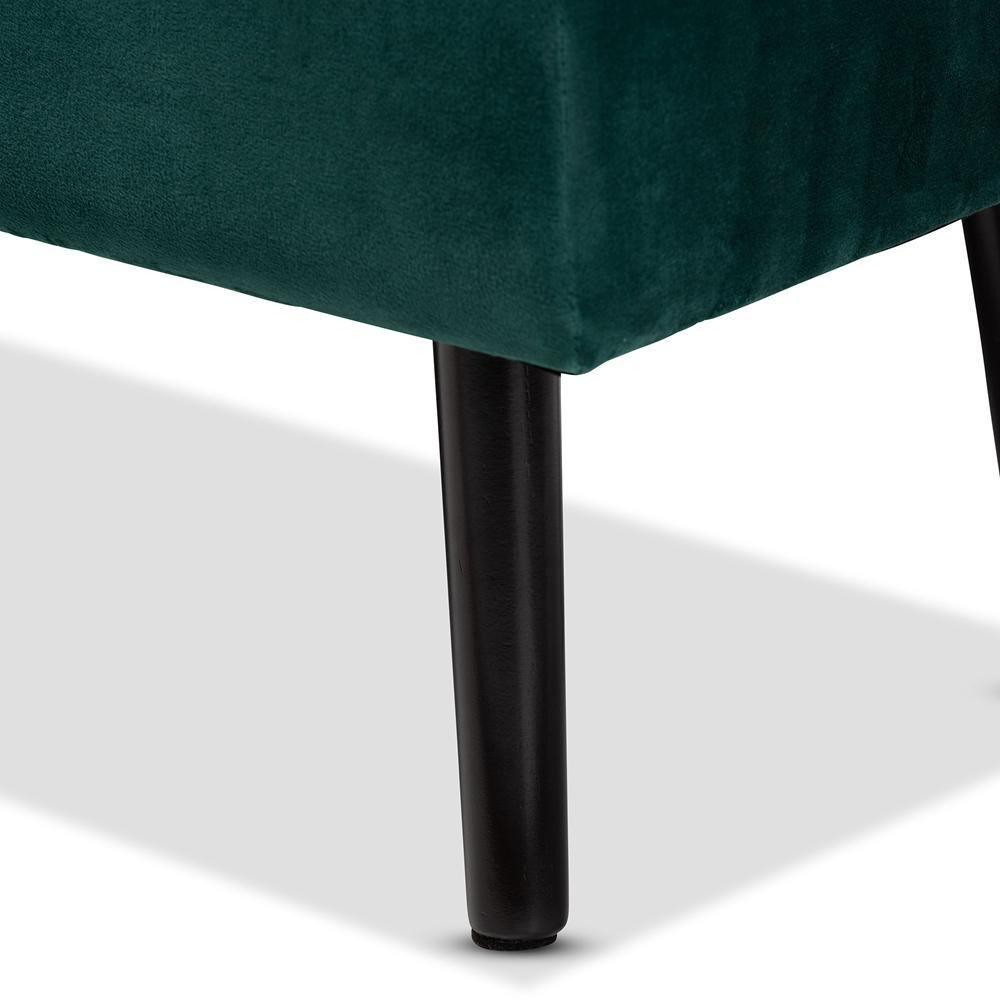 Caine Modern and Contemporary Green Velvet Fabric Upholstered and Dark Brown Finished Wood Storage Bench FredCo
