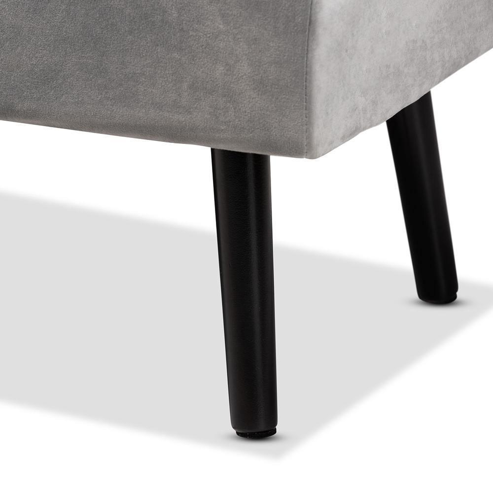 Caine Modern and Contemporary Grey Velvet Fabric Upholstered and Dark Brown Finished Wood Storage Bench FredCo