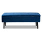 Caine Modern and Contemporary Navy Blue Velvet Fabric Upholstered and Dark Brown Finished Wood Storage Bench FredCo