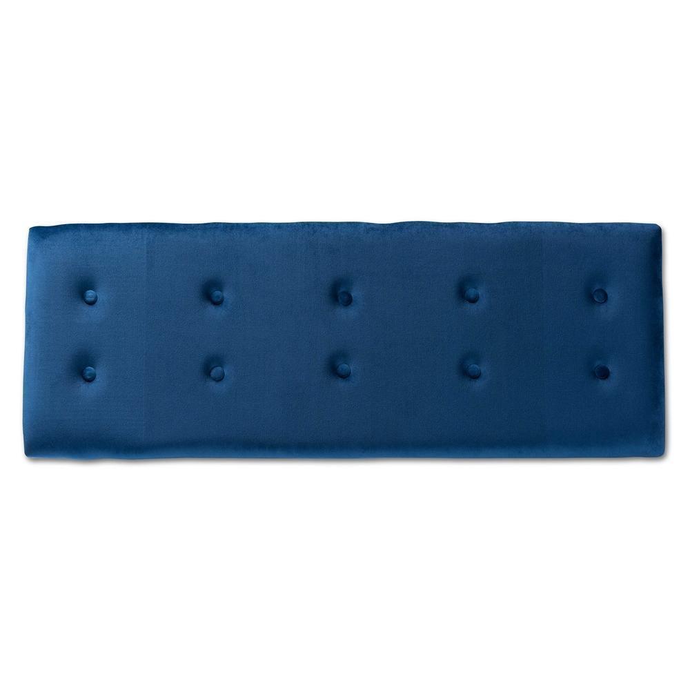 Caine Modern and Contemporary Navy Blue Velvet Fabric Upholstered and Dark Brown Finished Wood Storage Bench FredCo