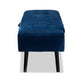 Caine Modern and Contemporary Navy Blue Velvet Fabric Upholstered and Dark Brown Finished Wood Storage Bench FredCo