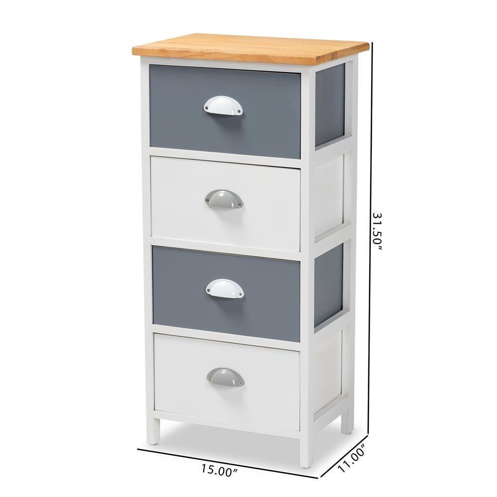 Calandra Modern and Contemporary Oak Brown and Multi-Colored Wood 4-Drawer Storage Unit FredCo