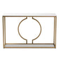 Caldwell Modern and Contemporary Gold Finished Metal Console Table With Faux Marble Tabletop FredCo