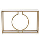 Caldwell Modern and Contemporary Gold Finished Metal Console Table With Faux Marble Tabletop FredCo