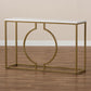 Caldwell Modern and Contemporary Gold Finished Metal Console Table With Faux Marble Tabletop FredCo