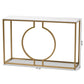 Caldwell Modern and Contemporary Gold Finished Metal Console Table With Faux Marble Tabletop FredCo