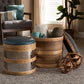 Caleb Modern and Contemporary Glam Grey Fabric and Blue Alligator Faux Leather Upholstered 2-Piece Wood and Metal Storage Ottoman Set FredCo