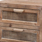 Calida Mid-Century Modern Whitewashed Natural Brown Finished Wood and Rattan 2-Drawer Nightstand FredCo