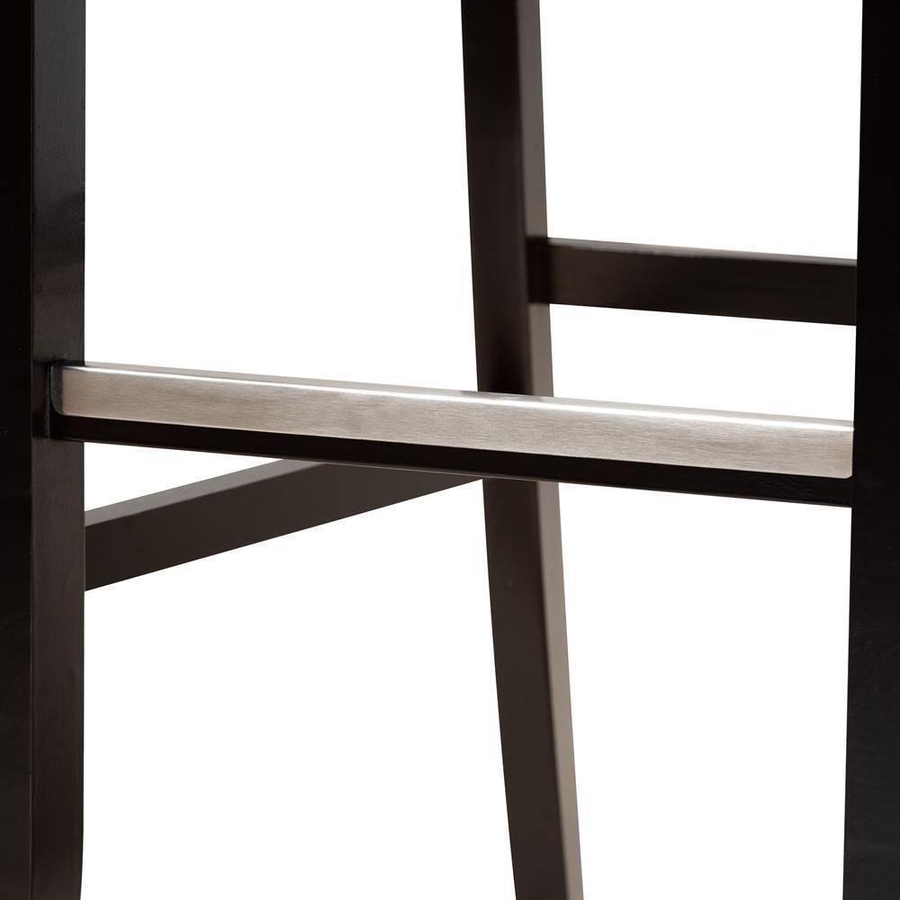 Calista Modern and Contemporary Grey Fabric Upholstered and Espresso Brown Finished Wood 2-Piece Bar Stool Set FredCo