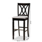 Calista Modern and Contemporary Grey Fabric Upholstered and Espresso Brown Finished Wood 2-Piece Bar Stool Set FredCo