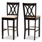 Calista Modern and Contemporary Sand Fabric Upholstered and Espresso Brown Finished Wood 2-Piece Bar Stool Set FredCo