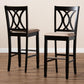 Calista Modern and Contemporary Sand Fabric Upholstered and Espresso Brown Finished Wood 2-Piece Bar Stool Set FredCo