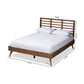 Calisto Mid-Century Modern Walnut Brown Finished Wood King Size Platform Bed FredCo