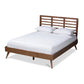 Calisto Mid-Century Modern Walnut Brown Finished Wood King Size Platform Bed FredCo