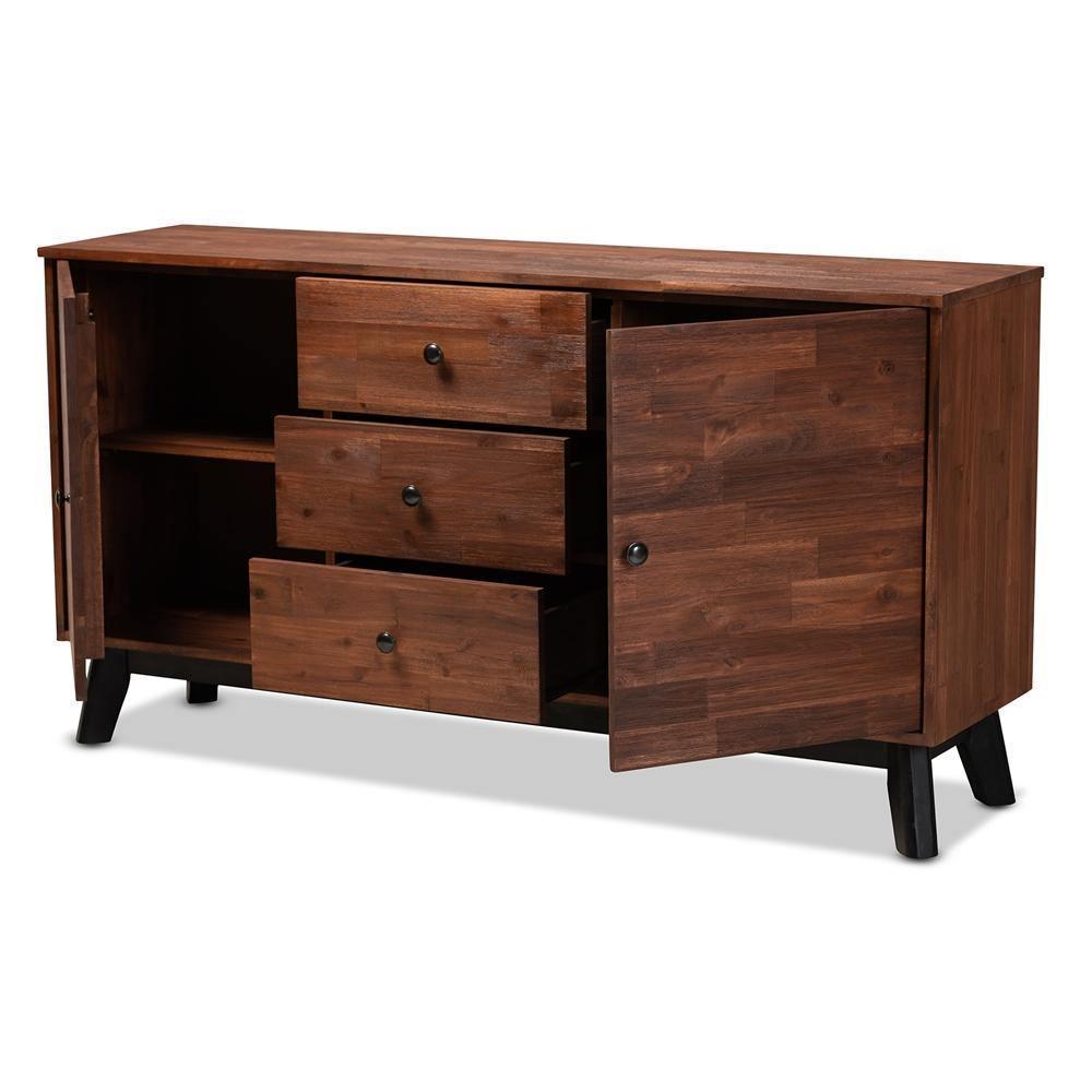 Calla Modern and Contemporary Brown and Black Oak Finished 2-Door Wood Sideboard Buffet FredCo
