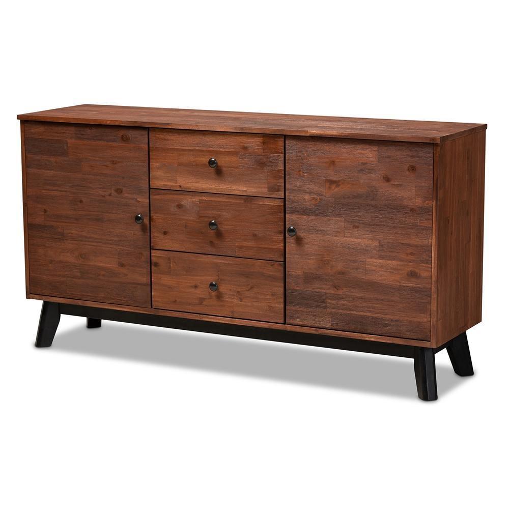 Calla Modern and Contemporary Brown and Black Oak Finished 2-Door Wood Sideboard Buffet FredCo