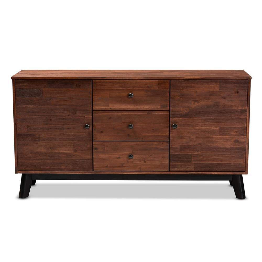 Calla Modern and Contemporary Brown and Black Oak Finished 2-Door Wood Sideboard Buffet FredCo