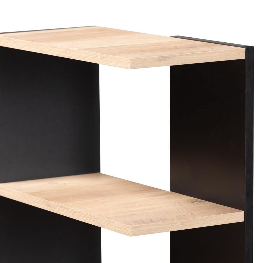 Callahan Modern and Contemporary Two-Tone Dark Grey and Oak Finished Wood Desk with Shelves FredCo