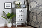 Callen Classic and Traditional Brushed Silver Finished Wood 3-Drawer Nightstand FredCo