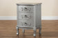 Callen Classic and Traditional Brushed Silver Finished Wood 3-Drawer Nightstand FredCo