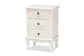 Callen Classic and Traditional White Finished Wood 3-Drawer Nightstand FredCo
