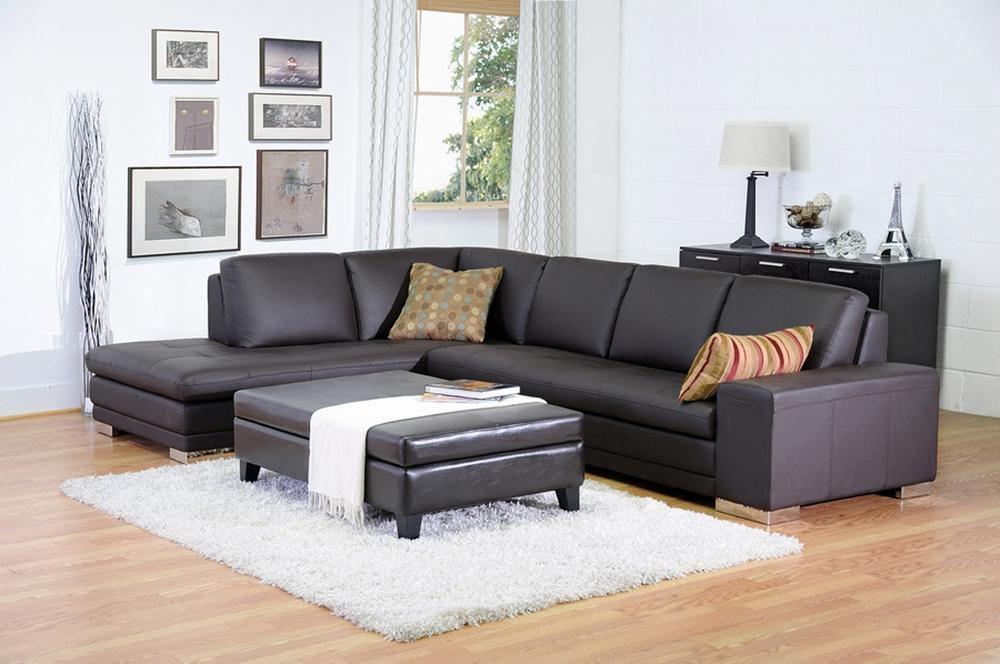 Callidora Dark Brown Leather-Leather Match Sofa Sectional Reverse FredCo