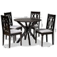 Callie Modern and Contemporary Grey Fabric Upholstered and Dark Brown Finished Wood 5-Piece Dining Set FredCo