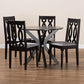 Callie Modern and Contemporary Grey Fabric Upholstered and Dark Brown Finished Wood 5-Piece Dining Set FredCo
