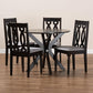 Callie Modern and Contemporary Grey Fabric Upholstered and Dark Brown Finished Wood 5-Piece Dining Set FredCo