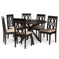 Callie Modern and Contemporary Sand Fabric Upholstered and Dark Brown Finished Wood 7-Piece Dining Set FredCo
