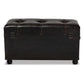 Callum Modern Transitional Distressed Dark Brown Faux Leather Upholstered 2-Drawer Storage Trunk Ottoman FredCo