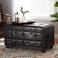Callum Modern Transitional Distressed Dark Brown Faux Leather Upholstered 2-Drawer Storage Trunk Ottoman FredCo