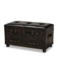 Callum Modern Transitional Distressed Dark Brown Faux Leather Upholstered 2-Drawer Storage Trunk Ottoman FredCo