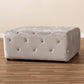 Calvetti Modern and Contemporary Slate Gray Velvet Fabric Upholstered Button-Tufted Cocktail Ottoman FredCo